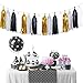Aonor Tissue Paper Tassel Garlands for Bachelorette Graduation Birthday Decorations, Black and Gold Party Decorations 20 pcs