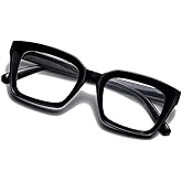 Street Knitted Thick Chunky Square Frame Shades for Men Women Retro Rectangle Trendy Unisex Hip Hop Y2K Retro Simple Designer Glasses Clear Lens Fashion Non-prescription Classic Black Eyeglasses