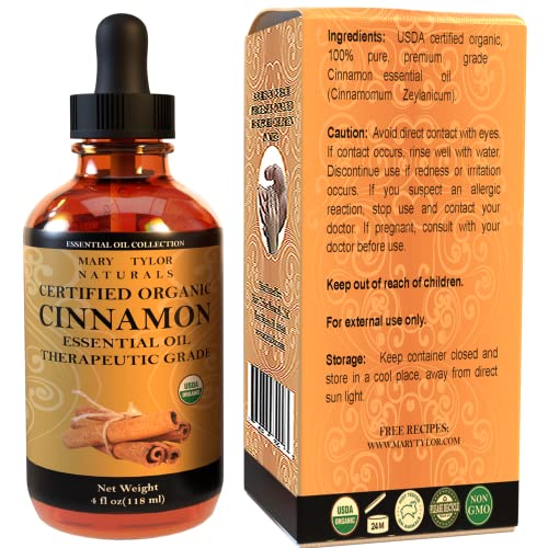 Organic Cinnamon Essential Oil (4 oz), USDA Certified Organic