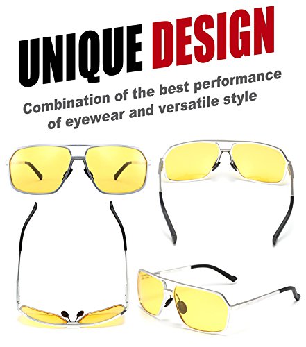 Soxick HD Metal Polarized Night Vision Driving Glasses Sunglasses Square Oversized Full Rim for Men Women