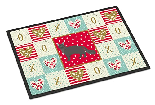 Caroline's Treasures CK5655JMAT Nebelung #1 Cat Love Doormat 24x36, Red Front D…