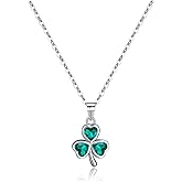 SLUYNZ 925 Sterling Silver Green Shamrock Choker Necklace for Women Teens Clover Pandant Necklace Chain