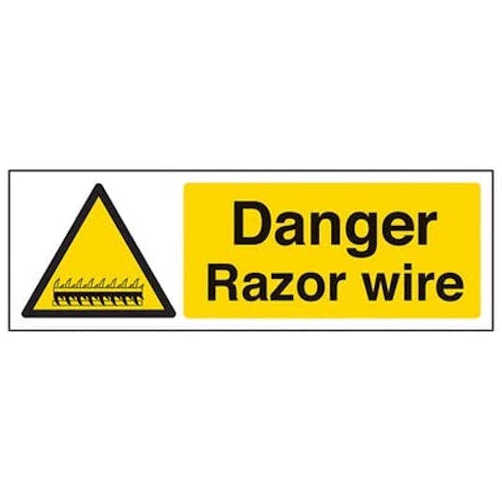 V Safety Eco Friendly Warning General - Danger Razor Wire - 300 X 100mm