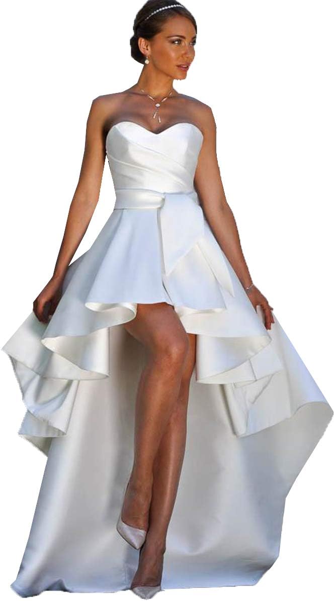 Modeldress High Low Country Western Wedding Dress for Bride Off Shoulder Bridal Gown