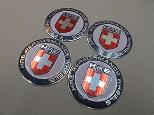 kil1 4pcs 65mm Car Wheel Center Caps Flat Badge Emblem White/Color HRE Performance