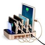 NEXGADGET Detachable Multi-Port USB Charging Station, 24W 4-Port USB Charging Dock (Gold)