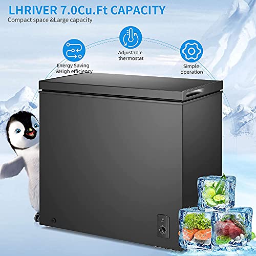 LHRIVER Chest Freezer, Quiet Compact Freezer with 7 Temperature