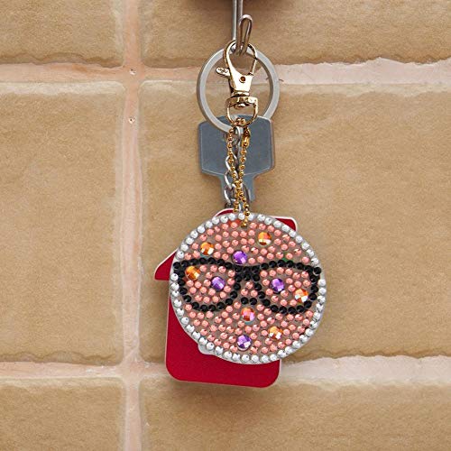 5D Diamond Painting Keychain Donuts Tree Elk Key Ring Full Drill Mosaic Making Diamond Painting Pendant for Art Craft Key Ring Phone Charm Bag Decor(5 Pack) - Thumbnail 5