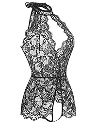 Ababoon Lencería de encaje de una pieza, para dama, baby doll sexy, ropa de dormir para sexo