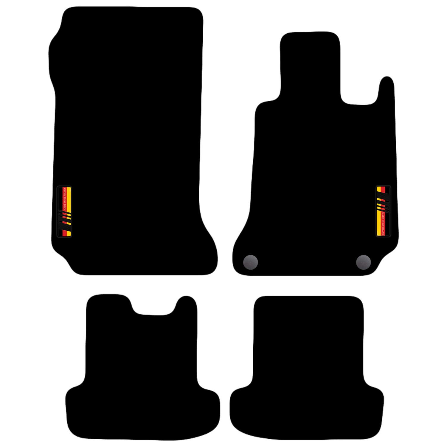 Carsio Carpet Car Mats For Mercedes E Class Coupe Auto with Made in Germany logo (2 clips) Tailored Fit Floor Mat Complete Accessory Custom Fitted - All Weather, Anti-Slip Backing & Black Trim