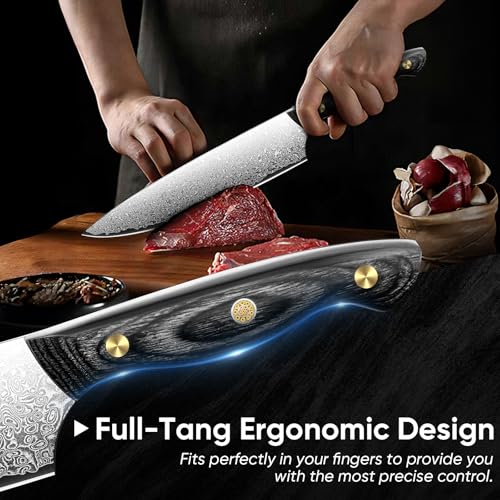 Purple Dragon Chef's Knife - Hand Forged Kitchen Knife, Full Tang Carbon Steel Chef Knife