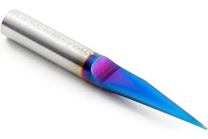YOKISHUN CNC V Bit 15 Degree Engraving Bit 0.005 Tip 1/4 Shank with Nano Blue Coat Solid Carbide V Groove Router Bit for Signmaking Carving