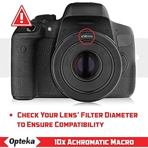 Opteka Achromatic 10x Diopter Close-Up Macro Lens for Canon EOS 80D, 70D, 60D, 50D, 1Ds, 7D, 6D, 5D, 5DS, T6s, T6i, T6, T5i, T5, T4i, T3i, T3 and SL1 Digital    SLR Cameras (Fits 52mm and 58mm Threads)