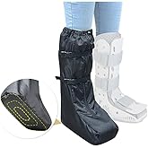 ECISZ Walking Boot Cover Tall Medical Cast Fracture Boot Foot Cast Cover Orthopedic Brace Air Walker Boot Covers for Women Men Outdoor Rain Winter Snow Boot Protector Foot Support with Sole (Black)