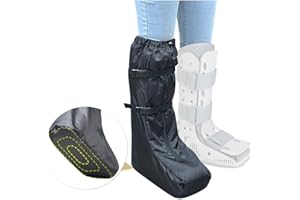 ECISZ Walking Boot Cover Tall Medical Cast Fracture Boot Foot Cast Cover Orthopedic Brace Air Walker Boot Covers for Women Men Outdoor Rain Winter Snow Boot Protector Foot Support with Sole (Black)