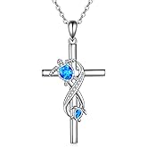 POPLYKE Sunflower/Ladybug/Bee/Dragonfly/Turtle Cross Necklace for Women 925 Sterling Silver Ststhoscope Cross Necklace Pendant Jewelry for Women