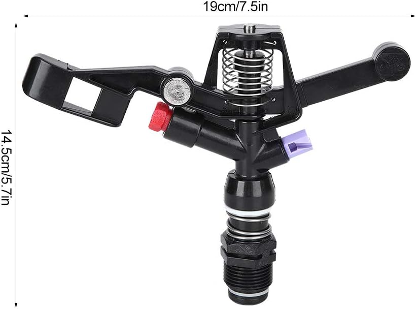 5PCS Garden Impulse Sprinkler Impact Sprinkler Head for Watering Irrigation 3/4in DN20 Male Thread, Black - Image 3