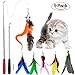 Tacobear 2 Piece Retractable Interactive Teaser Cat Wand 7 Refills Feathers, Cat Feather Toys for Cat