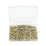 Small Wood Screws , Linwood 5mm 6mm 7mm 8mm 10mm Universal Self Drilling Flat Cross Head Screws Assortment (Gold Screws)