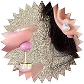 Iaceble Boho Pearl Heart Stud Earrings Heart Ear Jacket Earrings Gold Love Heart Earrings Pink Heart Stud Earrings Double Side Heart Earrings Two Tone Earrings Jewelry for Women