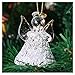 JOYIN Christmas Set of 12Pcs Spun Angel Ornament, Clear Angel Hanging Ornaments with LED Lights for Christmas Tree Decorations, Xmas Party Favor