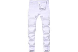 FREDD MARSHALL Boy's Stylish Moto Biker Skinny Ripped Wrinkled Stretch Fit Denim Jeans