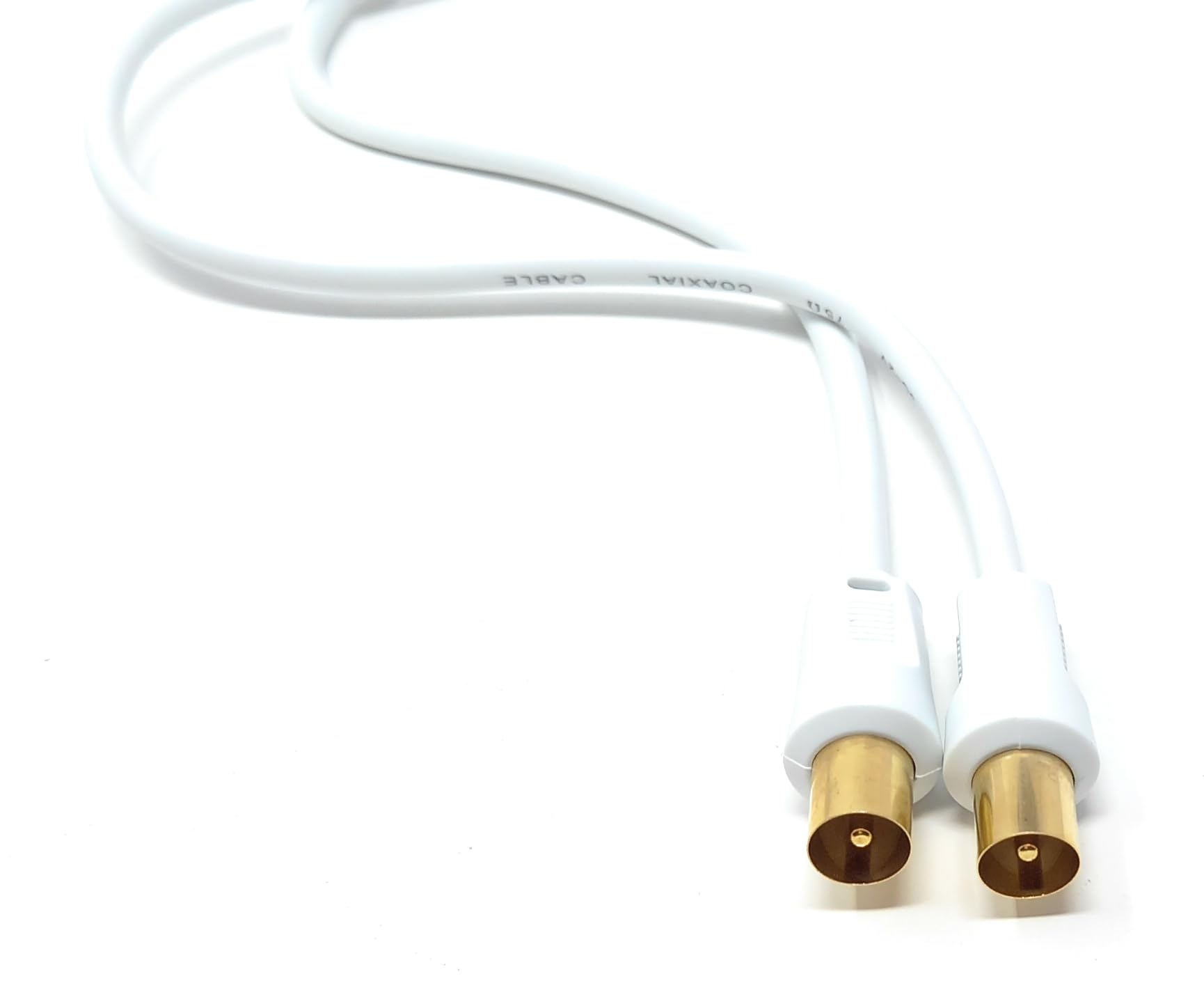 DRUT 3m TV Male to Male Plug Coaxial Cable RG6 Aerial Digital Antenna RF Fly Lead Cable Straight Ends, White Gold 10ft