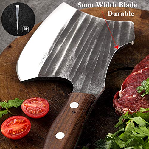 Meat Cleaver Heavy Duty Bone Cutting Knife with Sheath Carbon Steel
