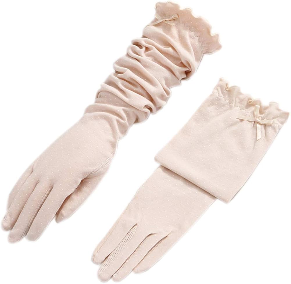Summer Long Cotton Sun Gloves Women Thin Antislid Sunscreen Driving UV