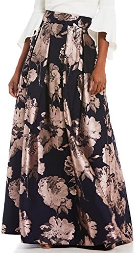 Eliza J Pink Floral Brocade Pleated Women's Full Skirt
