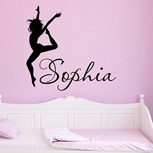 Cool Personalised Dance Wall Stickers Girls Bedroom Vinyl Art Decals Female Silhouette Customized Name Home Decor-You Select Color and Name