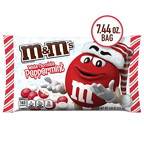M&M'S Holiday White Chocolate Peppermint Christmas Candy, 7.44-ounce Bag