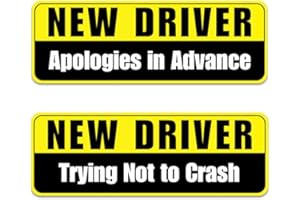 Lusinus New Driver Magnet for Car - 2-Pack Reflective Funny Magnetic Bumper Sticker Set - Removable Novice Driver Safety Attention Sign (P2 - Trying Not to Crash)
