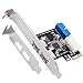 QNINE PCI-E to USB 3.0 Card 2-Port, PCI Express USB 3.0 Hub Controller Adapter with USB 3.0 20-Pin Connector - Expand Another Two USB 3.0 Ports for Desktop PC