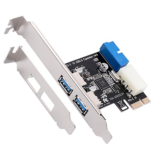 QNINE PCI-E to USB 3.0 Card 2-Port, PCI Express USB 3.0 Hub Controller Adapter with USB 3.0 20-Pin Connector - Expand Another Two USB 3.0 Ports for Desktop PC