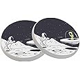 oFloral Astronaut and Alien Coasters for Drinks Space Moon Flying Saucer Drink Coaster Round 4 Inch for Coffee Table House Gifts Home Decor