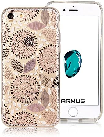 iPhone 7 Case [Floral Pattern] ARMUS Premium Quality 3D UV Print Soft Flexible TPU Transparent Skin Scratch-Proof Protective Case for 4.7 inches iPhone 7 (Marigold BK 7)