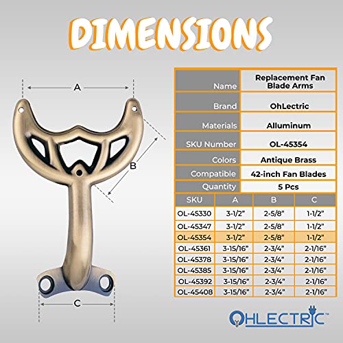 OHLECTRIC Ceiling Replacement Fan Blade Arms Perfect For Fitting With