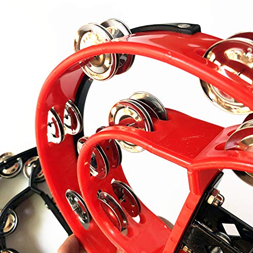 Drum Set Tambourine with Mounting Eye Bolt,Hi Hat tambourine(Black,Red