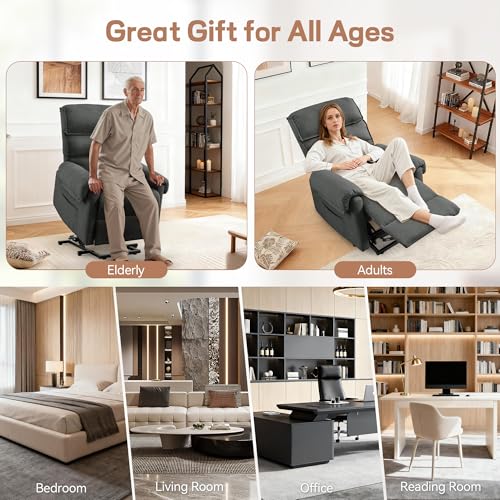 Korser Power Recliner Chair, Electric Recliner Chair for Elderly, Power Lift Reclinerfor Living Room, Dark Grey.