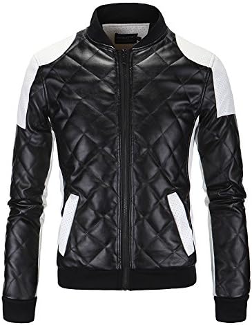 BICAMRT Mens Leather Motorcycle Jacket Bomber Leather Jacket Down Jacket Waterproof