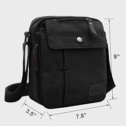 Harwish Men's Multifunctional Canvas Messenger Handbag Outdoor Sports Over Shoulder Crossbody