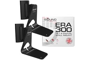 Sound Bass ERA300 Wall Mount Bracket, Tilt and Swivel, Black, Twin (2pcs), Compatible with Sonos ERA 300, Effortless Installation, Includes Mounting Kit, Double, Pair