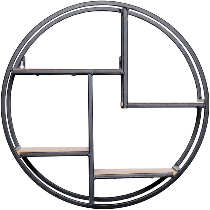 GJFeng Wall Decoration Creative Solid Wood Wall Hanging Wrought Iron Wall Shelf Living Room Bedroom Wall Storage Rack 37.5cm