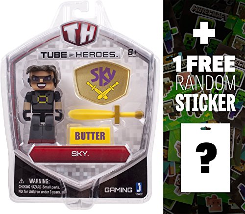 Sky: Tube Heroes Mini Action Figure Series + 1 FREE Official Minecraft Mini-Sticker Sheet Bundle