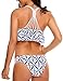 Ekouaer Womens Sexy vintage Printing High Neck Halter 2PCS Bikini Set Swimsuit White S