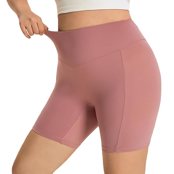 DYMMAX BREATHABLE BIKER SHORTS FOR WOMEN, HIGH WAIST TUMMY CONTROL HIP LIFTING YOGA SHORTS SUITABLE FOR WORKOUT RUNNING GYM (US, ALPHA, MEDIUM, REGULAR, REGULAR, PINK)