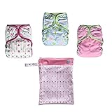 EcoAble Baby Day & Night All-In-One AIO Cloth Diapers, Size 10-35Lb, 3-Pack Bundle (Girl)