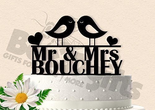 Amazon Com Love Birds With Last Name Wedding Anniversary Cake