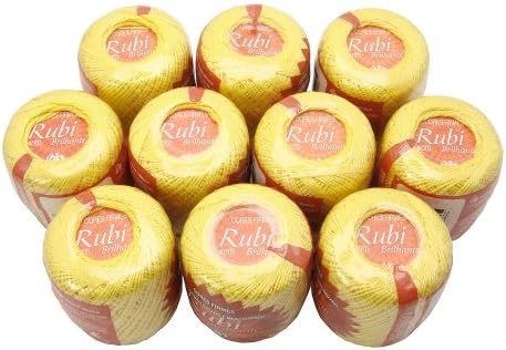 Lot 10 Balls Grapefuit Yellow Size 8 Perle/pearl Cotton Threads for Crochet, Hardanger, Cross Stitch, Needlepoint and Other Hand Embroidery Crafts